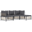 Pemberly Row Poly Rattan Medium Modular Garden Lounge Set in Anthracite