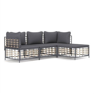 Pemberly Row Poly Rattan Medium Modular Garden Lounge Set in Anthracite