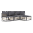 Pemberly Row Poly Rattan Medium Modular Garden Lounge Set in Anthracite