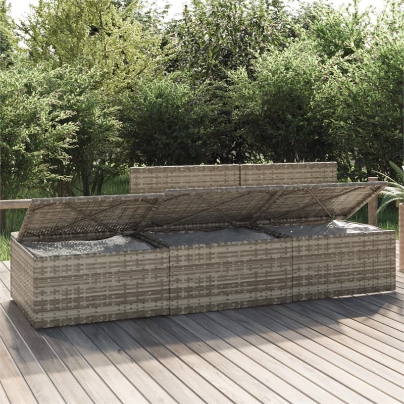 Pemberly Row Rattan & Powder-Coated Steel Polyester & Pvc Garden Lounge Set Gray