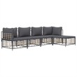 Pemberly Row Poly Rattan Medium Modular Garden Lounge Set in Anthracite