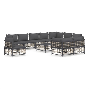 Pemberly Row Garden Lounge Set Set of 11 in Anthracite & Dark Gray