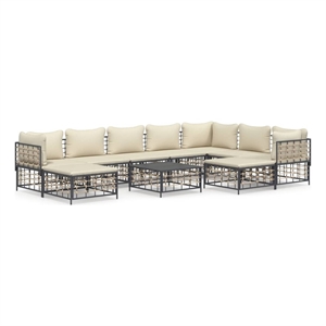 Pemberly Row Contemporary Garden Lounge Set Set of 10 in Anthracite