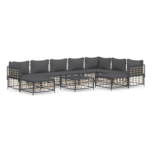 Pemberly Row Contemporary Garden Lounge Set Set of 10 in Anthracite