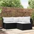 Pemberly Row PE Rattan Medium Adjustable Feet Patio Lounge Set in Black