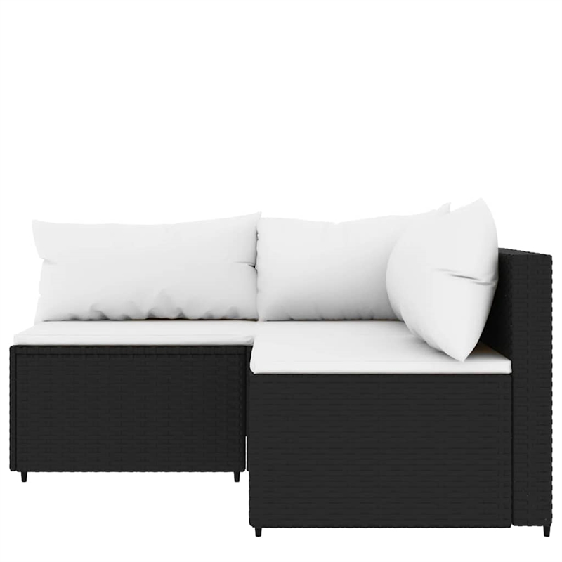 Pemberly Row PE Rattan Medium Adjustable Feet Patio Lounge Set in Black