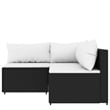 Pemberly Row PE Rattan Medium Adjustable Feet Patio Lounge Set in Black