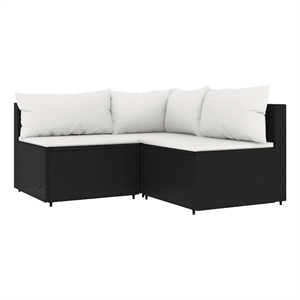 Pemberly Row PE Rattan Medium Adjustable Feet Patio Lounge Set in Black