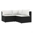 Pemberly Row PE Rattan Medium Adjustable Feet Patio Lounge Set in Black