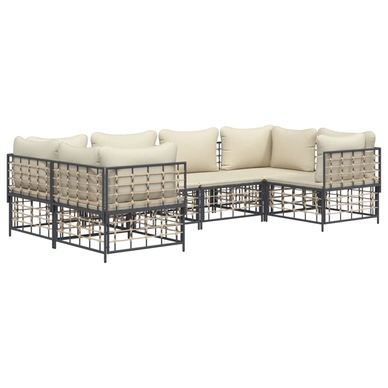 Pemberly Row Contemporary Garden Lounge Set in Anthracite/Gray