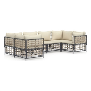 Pemberly Row Contemporary Garden Lounge Set in Anthracite/Gray