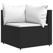Pemberly Row Rattan Powder-Coated Steel & Tempered Glass Black Patio Lounge Set