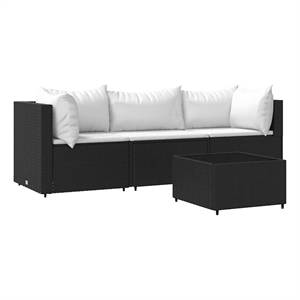 Pemberly Row Contemporary Patio Lounge Set Black And in White