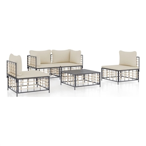 Pemberly Row Poly Rattan Standard Modular Garden Lounge Set in Anthracite