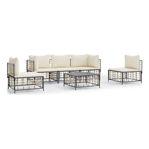 Pemberly Row Contemporary Garden Lounge Set in Anthracite & Beige