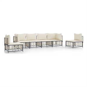 Pemberly Row Poly Rattan Modular Garden Lounge Set in Anthracite