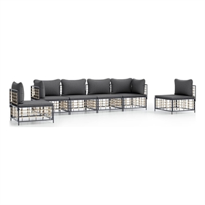 Pemberly Row Contemporary Garden Lounge Set in Anthracite/Gray