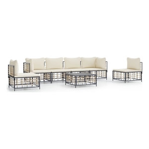 Pemberly Row Contemporary Garden Lounge Set in Anthracite & Beige