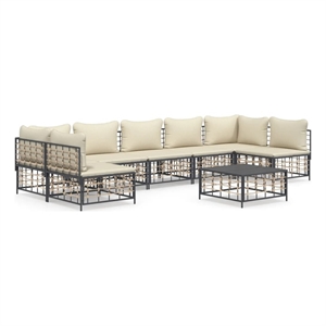Pemberly Row Contemporary Garden Lounge Set in Anthracite/Gray