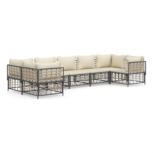 Pemberly Row Contemporary Garden Lounge Set in Anthracite & Beige