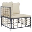 Pemberly Row Garden Lounge Set Set of 10 in Anthracite Poly Rattan Large