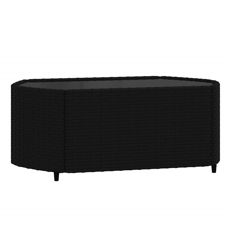 Pemberly Row Synthetic Poly Rattan Patio Lounge Set in Black & White