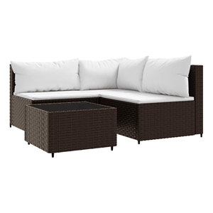 Pemberly Row Contemporary Patio Lounge Set Brown & Cream White