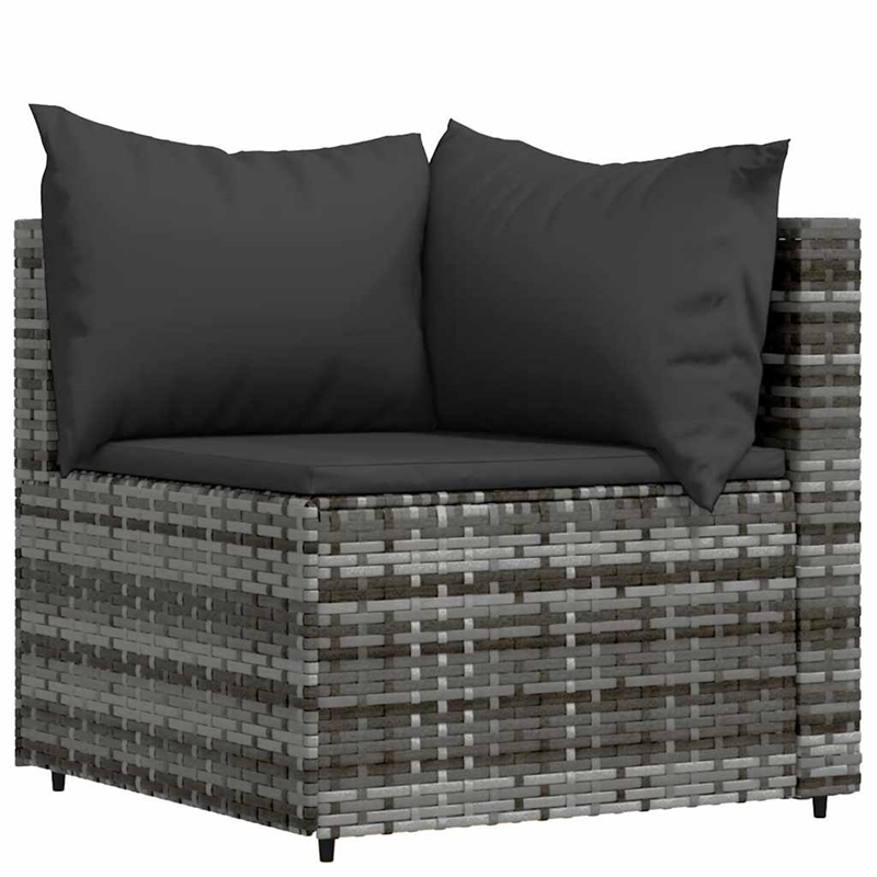 Pemberly Row Poly Rattan 3 Piece Patio Lounge Set With Cushions Gray