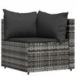 Pemberly Row Poly Rattan 3 Piece Patio Lounge Set With Cushions Gray