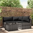 Pemberly Row Poly Rattan Medium Adjustable Feet Patio Lounge Set Gray