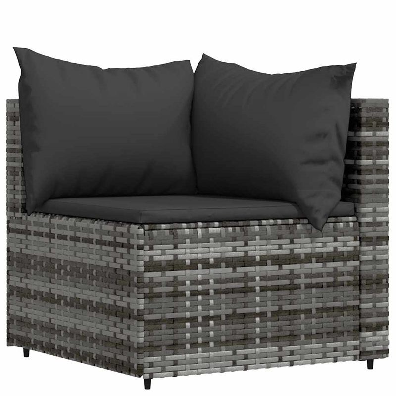 Pemberly Row Poly Rattan Medium Adjustable Feet Patio Lounge Set Gray