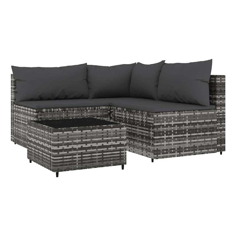 Pemberly Row Poly Rattan Medium Adjustable Feet Patio Lounge Set Gray