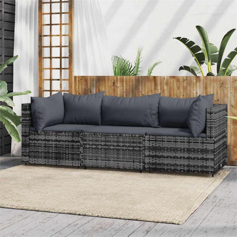 Pemberly Row Contemporary Patio Lounge Set Gray With Anthracite Cushions