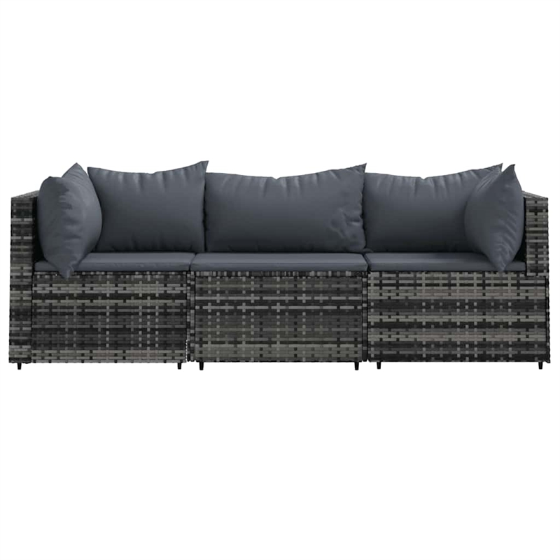 Pemberly Row Contemporary Patio Lounge Set Gray With Anthracite Cushions