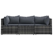 Pemberly Row Contemporary Patio Lounge Set Gray With Anthracite Cushions