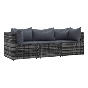 Pemberly Row Contemporary Patio Lounge Set Gray With Anthracite Cushions