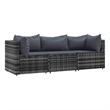 Pemberly Row Contemporary Patio Lounge Set Gray With Anthracite Cushions