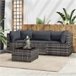 Pemberly Row Rattan Powder-Coated Steel & Tempered Glass Patio Lounge Set - Gray