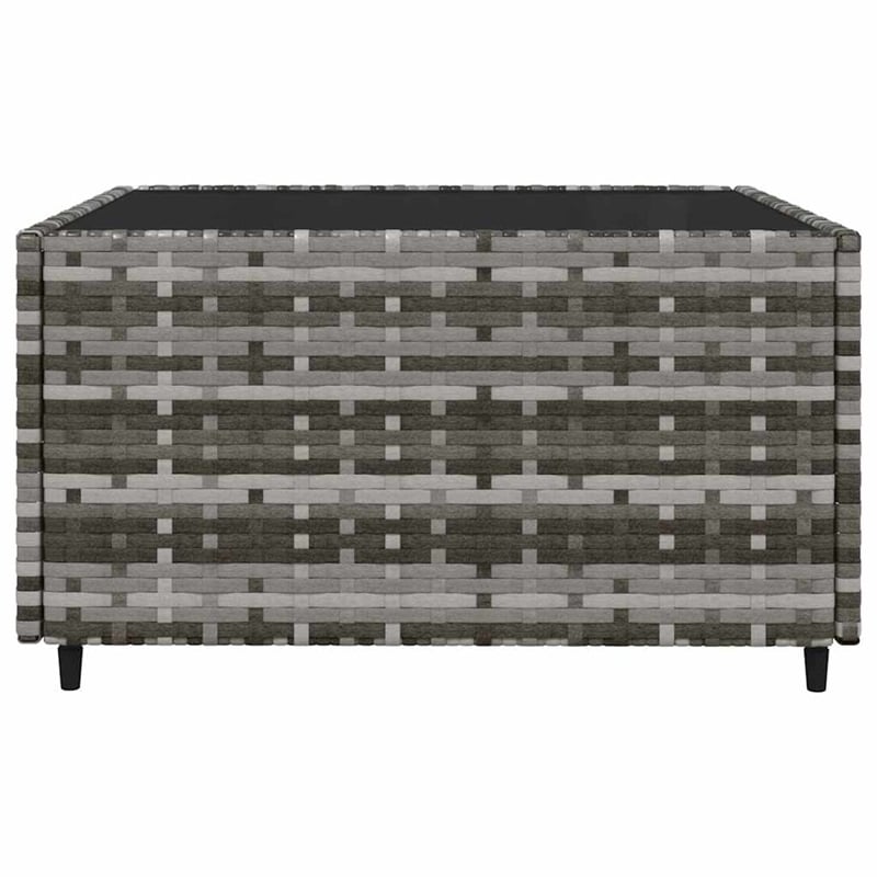 Pemberly Row Rattan Powder-Coated Steel & Tempered Glass Patio Lounge Set - Gray