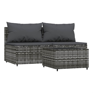 Pemberly Row PE Rattan Compact Adjustable Feet Patio Lounge Set in Gray