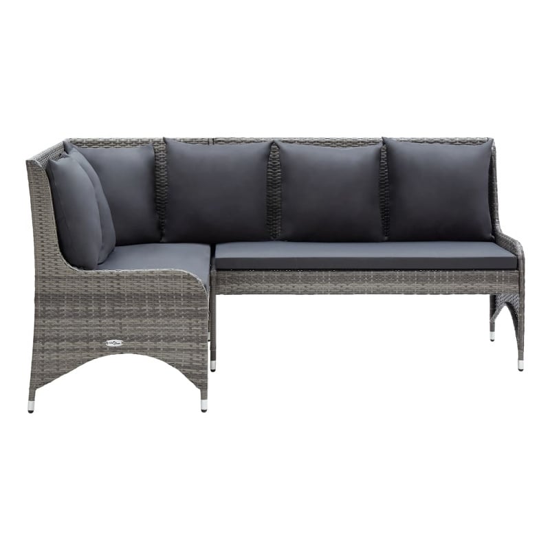 Pemberly Row Synthetic Poly Rattan Garden Sofa Set of 2 in Powder-coated Gray