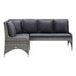 Pemberly Row Synthetic Poly Rattan Garden Sofa Set of 2 in Powder-coated Gray