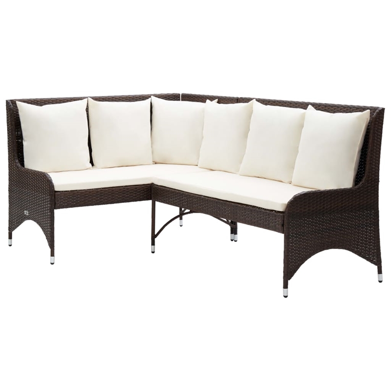 Pemberly Row Contemporary Garden Sofa Set of 2 in Brown And Cream/White