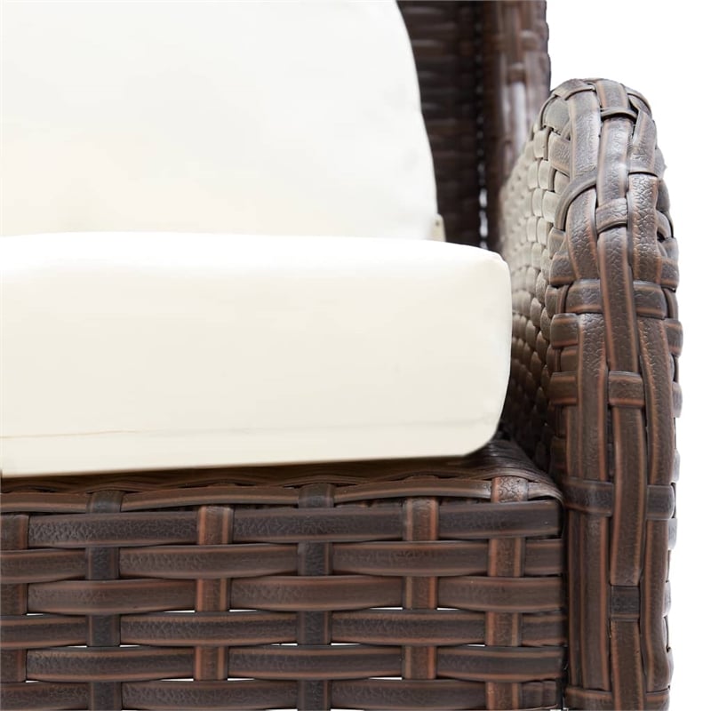 Pemberly Row Contemporary Garden Sofa Set of 2 in Brown And Cream/White