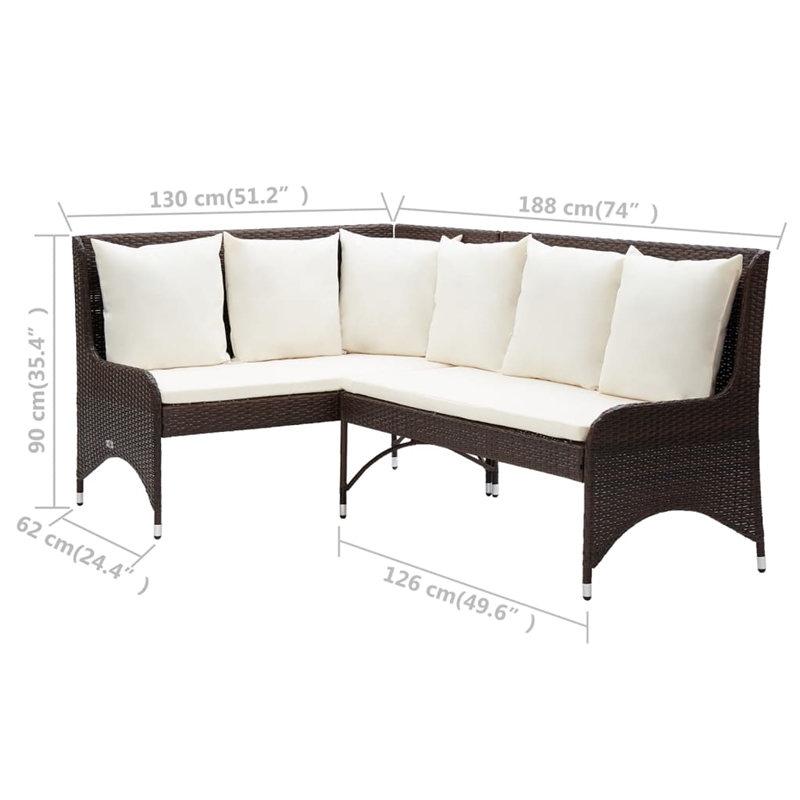 Pemberly Row Contemporary Garden Sofa Set of 2 in Brown And Cream/White