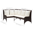 Pemberly Row Contemporary Garden Sofa Set of 2 in Brown And Cream/White