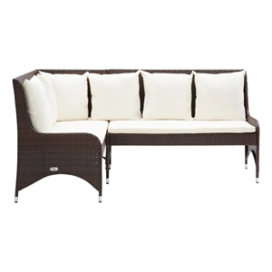 Pemberly Row Contemporary Garden Sofa Set of 2 in Brown And Cream/White