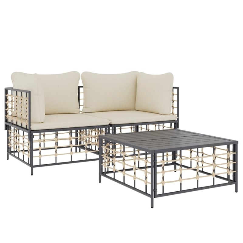 Pemberly Row Contemporary Garden Lounge Set in Anthracite/Gray