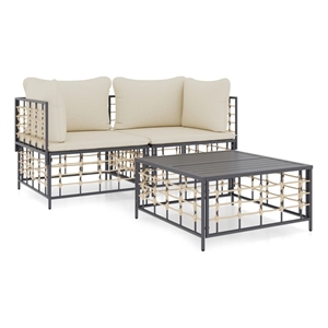 Pemberly Row Contemporary Garden Lounge Set in Anthracite/Gray