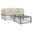 Pemberly Row Contemporary Garden Lounge Set in Anthracite/Gray